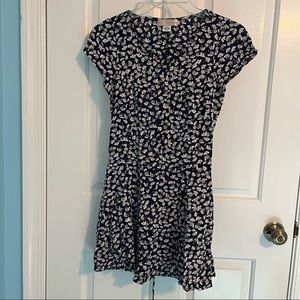 Button Up Blue Dress with Daisies